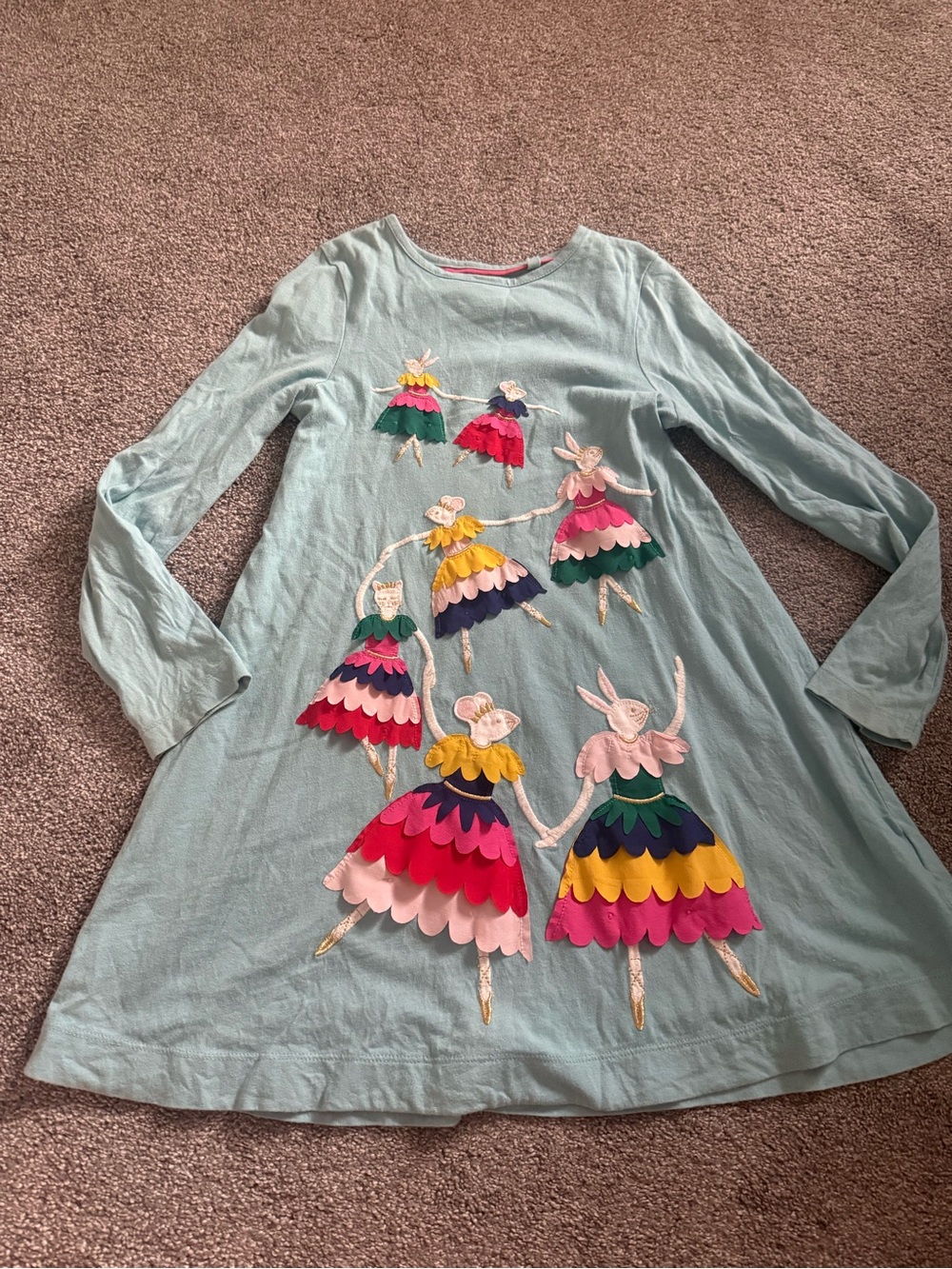 Mini Boden Ballerina Bunny Appliqué Dress Sz 7-8 - Picture 2 of 5